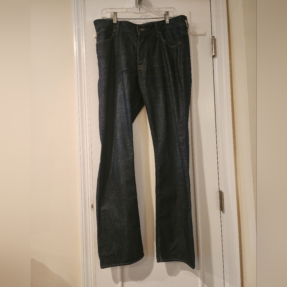 H&M Men's Low Slim Button Fly Jeans - Dark Blue - Excellent Condition